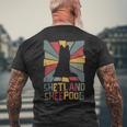Shetlandheepdogintage シェットランドシープドッグ シェルティ ヴィンテージ 犬 メンズTシャツ バックプリント 高齢者への贈り物