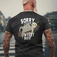 Sorry I Can't I'mery Busy ナマケモノ 遅刻魔 おはようございます。ホームオフィス メンズTシャツ バックプリント 高齢者への贈り物