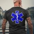 Star Of Life Rod Of Asclepius Emt Ems パラメディック メディック メンズTシャツ バックプリント 高齢者への贈り物