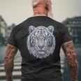 Tiger Lover 青い目の動物 ホワイトタイガー メンズTシャツ バックプリント 高齢者への贈り物