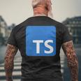 Typescript プログラミングロゴ Tsロゴ プログラマーへのギフトに メンズTシャツ バックプリント 高齢者への贈り物