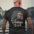 Vintage 1964 愛国的なイーグル、61歳の誕生日、アメリカ国旗 メンズTシャツ バックプリント 高齢者への贈り物