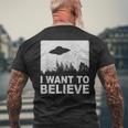 I Want To Believe I Aliens Ufo エリア 51 Roswell メンズTシャツ バックプリント 高齢者への贈り物