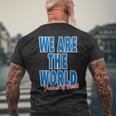 We Are The World ウィーアー ザ ワールド【英語 文字】80S パロディ メッセージ 面白い デザイン メンズTシャツ バックプリント 高齢者への贈り物