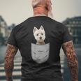 Westie ホワイトハイランドテリアポケット 犬の飼い主用 メンズTシャツ バックプリント 高齢者への贈り物