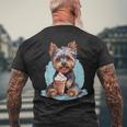 Yorkie Dog アニメ アイスクリームを食べる 夏 かわいい メンズTシャツ バックプリント 高齢者への贈り物