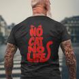 「No Cat No Life」シルエットキャット メンズTシャツ バックプリント 高齢者への贈り物