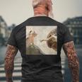 おかしな猫 神 創造 アダム ミーム イエス メンズTシャツ バックプリント 高齢者への贈り物