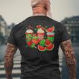 かわいい スイカ好き 夏 フルーツ スイカ アイスコーヒー メンズTシャツ バックプリント 高齢者への贈り物