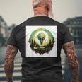 かわいいグリーンエイリアンヘッドufoスペースフェイス メンズTシャツ バックプリント 高齢者への贈り物