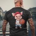 かわいいバスケットボールブタ メンズTシャツ バックプリント 高齢者への贈り物