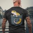 かわいいヒョウゲッコ トカゲ爬虫類 ヒョウ ヤモリのお父さん用 メンズTシャツ バックプリント 高齢者への贈り物