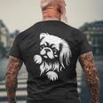 かわいいペキニーズのぞき見犬のグラフィック デザイン メンズTシャツ バックプリント 高齢者への贈り物