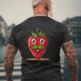 かわいい口ひげストロベリーコスチューム メンズTシャツ バックプリント 高齢者への贈り物