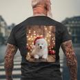 かわいい子犬の動物のクリスマス–サモエド犬のグラフィック メンズTシャツ バックプリント 高齢者への贈り物