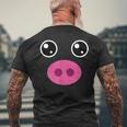かわいい豚の顔 ピンクの鼻 面白い動物愛好家コスチューム メンズTシャツ バックプリント 高齢者への贈り物