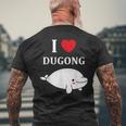 かわいい面白いシンプルなジュゴンの魚を引用します。 I Love Dugong メンズTシャツ バックプリント 高齢者への贈り物