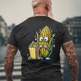 とうもろこしとポップコーンのキャラクター メンズTシャツ バックプリント 高齢者への贈り物