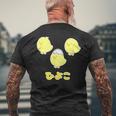 ゆるひよこさん（ともだち）【どうぶつフレンズ】黄色い鳥の雛 玉子 卵の殻 面白 ゆるくて かわいい 動物 イラスト メンズTシャツ バックプリント 高齢者への贈り物