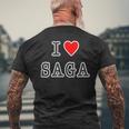 アイラブ・Saga 佐賀（I Love ハート）【47都道府県】ジモt ティ 地元 旅行 グッズ お土産 面白 メンズTシャツ バックプリント 高齢者への贈り物