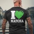 アイラブ抹茶キュートファニー抹茶ハート付き抹茶 メンズTシャツ バックプリント 高齢者への贈り物