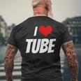アイ・ラブ・チューブ・ハート メンズTシャツ バックプリント 高齢者への贈り物