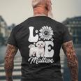 アイ・ラブ・マルチーズ・ドッグ・オーナー・ファニー・ポー・プリント・サンフラワー・ラバー メンズTシャツ バックプリント 高齢者への贈り物