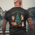 アグリー ハッピーデコピンクリスマス コーイケルホンディエ犬 ダッチデコイスパニエル犬 メンズTシャツ バックプリント 高齢者への贈り物