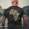 アフリカの地図-アフリカの国の旗の贈り物が付いているアフリカの地図 メンズTシャツ バックプリント 高齢者への贈り物