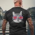 イギリス ユニオンジャック フラッグ イギリス 猫 イギリス メンズTシャツ バックプリント 高齢者への贈り物