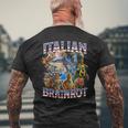 イタリアのブレインロットビッグミーム7月4日フラッグフット。 メンズTシャツ バックプリント 高齢者への贈り物