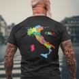 イタリア地図ブーツ 国旗 イタリア メンズTシャツ バックプリント 高齢者への贈り物