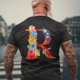 イニシャル R アルファベット バタフライ ローズ 花 水彩 モノグラム メンズTシャツ バックプリント 高齢者への贈り物