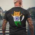 インド国旗 インド猫 メンズTシャツ バックプリント 高齢者への贈り物