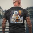 ウイスキーが飲みたいと目で訴える白熊 半袖 男女兼用 メンズTシャツ バックプリント 高齢者への贈り物