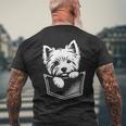 ウエスト ハイランド ホワイト テリア犬の覗くウェスティ デザイン メンズTシャツ バックプリント 高齢者への贈り物