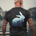 ウサギ バニー 野ウサギ 動物 野生 芸術的 グラフィック 自然 メンズTシャツ バックプリント 高齢者への贈り物