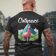 エクアドル コトパクシ国立公園 レトロ ラマ お土産 ハイキング メンズTシャツ バックプリント 高齢者への贈り物