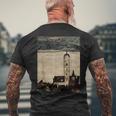 エゴン・シーレ作「ドナウ川のシュタインの教会」1913 メンズTシャツ バックプリント 高齢者への贈り物