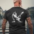 エレキギターで遊ぶ面白いギター猫 メンズTシャツ バックプリント 高齢者への贈り物