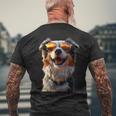 オーストラリアン・シェパード＆サングラス 愛犬家 シェパード メンズTシャツ バックプリント 高齢者への贈り物