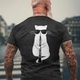オーボエで遊ぶサングラスをかけた猫 メンズTシャツ バックプリント 高齢者への贈り物