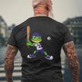 カエルの野球、カエルの野球、カエルの野球選手 メンズTシャツ バックプリント 高齢者への贈り物