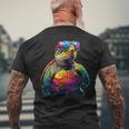 カメ カラフル Popart レインボー 爬虫類 かわいい亀 メンズTシャツ バックプリント 高齢者への贈り物