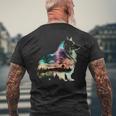 カラフル シェルティ 自然 シェットランド シープドッグ 反射 メンズTシャツ バックプリント 高齢者への贈り物
