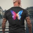 カラフルなシルエット抽象的な水彩蝶 メンズTシャツ バックプリント 高齢者への贈り物
