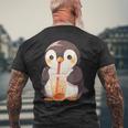 カワイイ ペンギンドリンク バブルティー ペンギンボバ メンズTシャツ バックプリント 高齢者への贈り物
