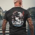 キツネ 妖怪 白狐 幽霊 浮世絵 ヴィンテージ メンズTシャツ バックプリント 高齢者への贈り物