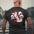 キツネ キツネ 赤いクモユリ 花 日本の九尾キツネ メンズTシャツ バックプリント 高齢者への贈り物