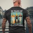 キャティチュード55歳 55歳の誕生日 猫好き 55歳 メンズTシャツ バックプリント 高齢者への贈り物